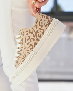 New Casual Mode Basket femme compensée léopard à lacets - Odette Leopard