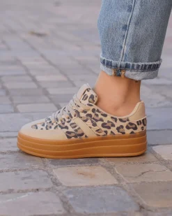 Online Casual Mode Basket femme compensée léopard à lacets - Ondine Leopard