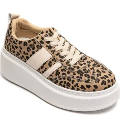 New Casual Mode Basket femme compensée léopard à lacets - Mareva Leopard