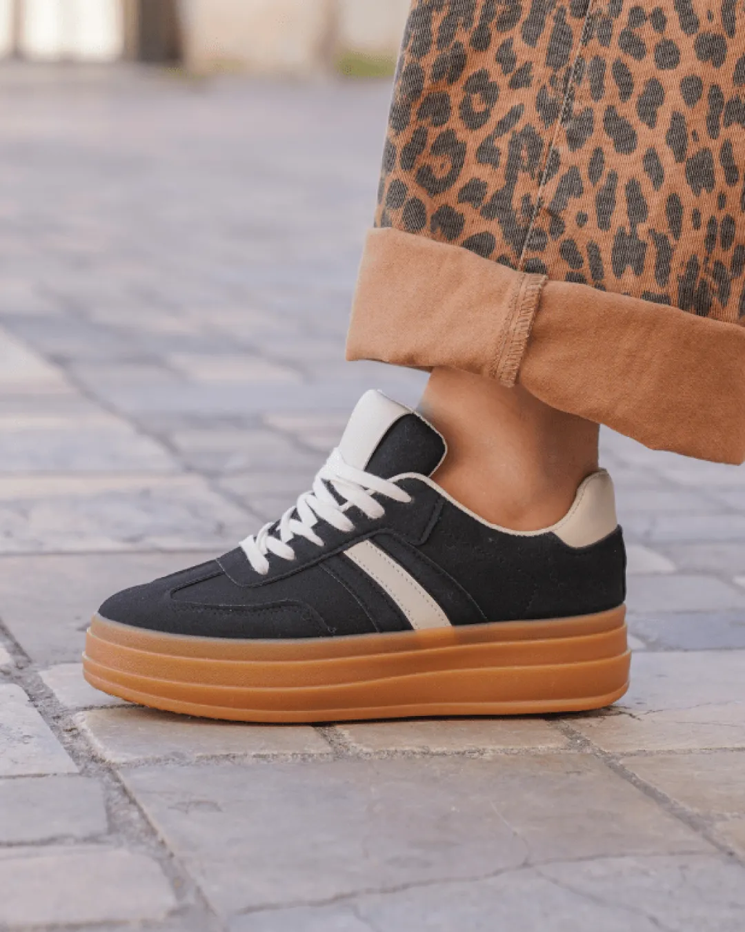 Best Casual Mode Basket femme compensée e à lacets - Ondine Noir