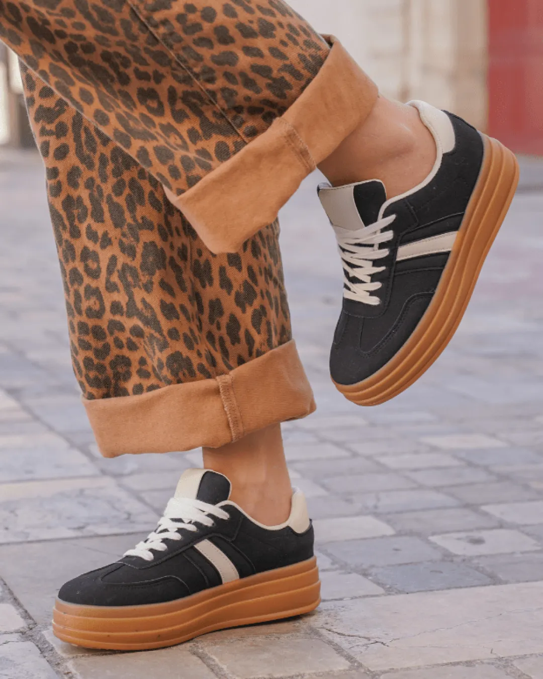 Best Casual Mode Basket femme compensée e à lacets - Ondine Noir