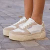 Fashion Casual Mode Basket femme compensée à lacets - Aliana Taupe