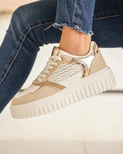 Clearance Casual Mode Basket femme compensée à lacets - Ebony Taupe