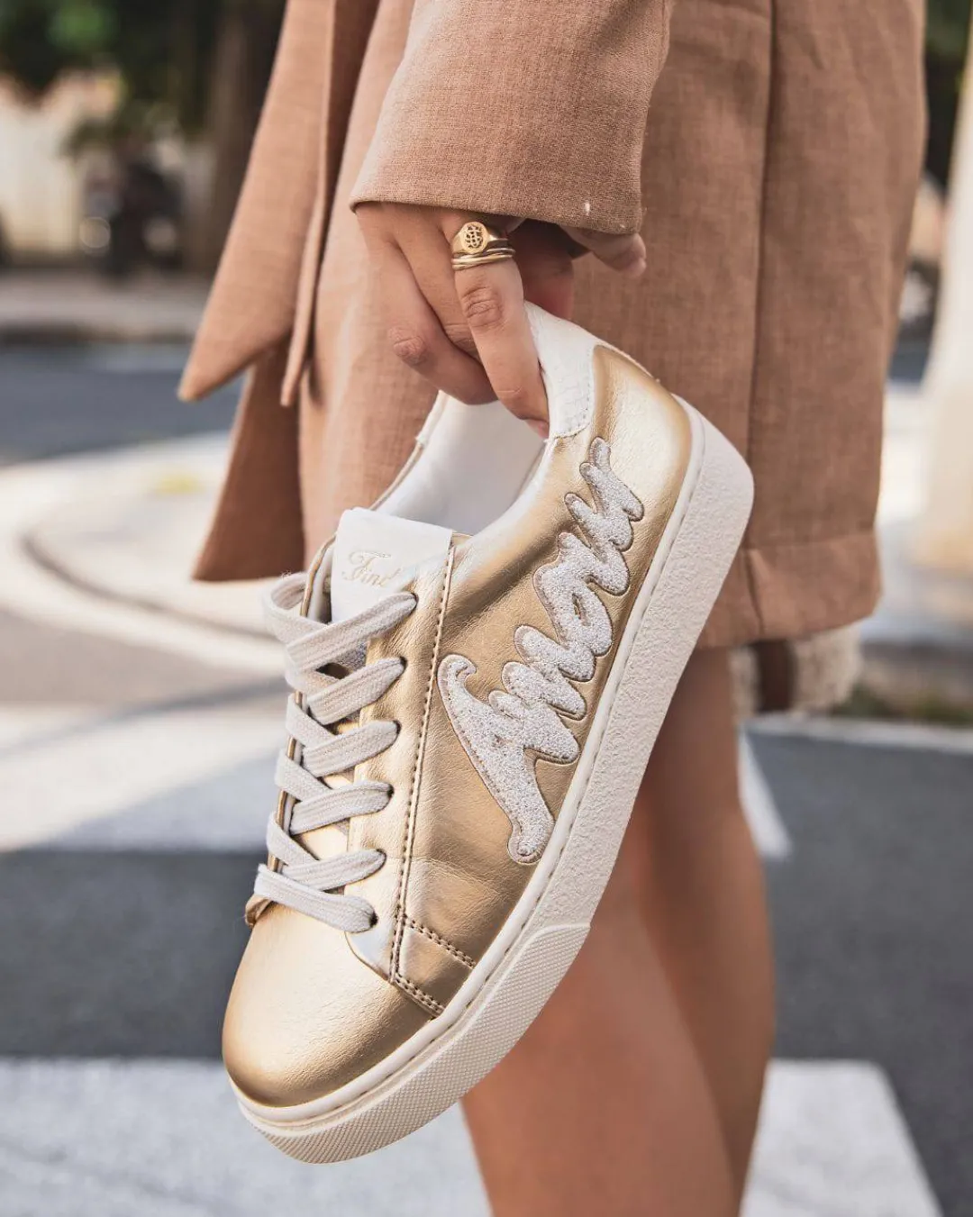 Outlet Casual Mode Basket femme dée à lacets - Isabella Or
