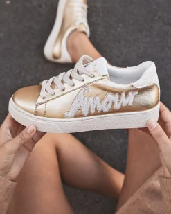 Outlet Casual Mode Basket femme dée à lacets - Isabella Or