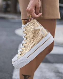 Discount Casual Mode Basket femme dée en toile montante - Gwen Or