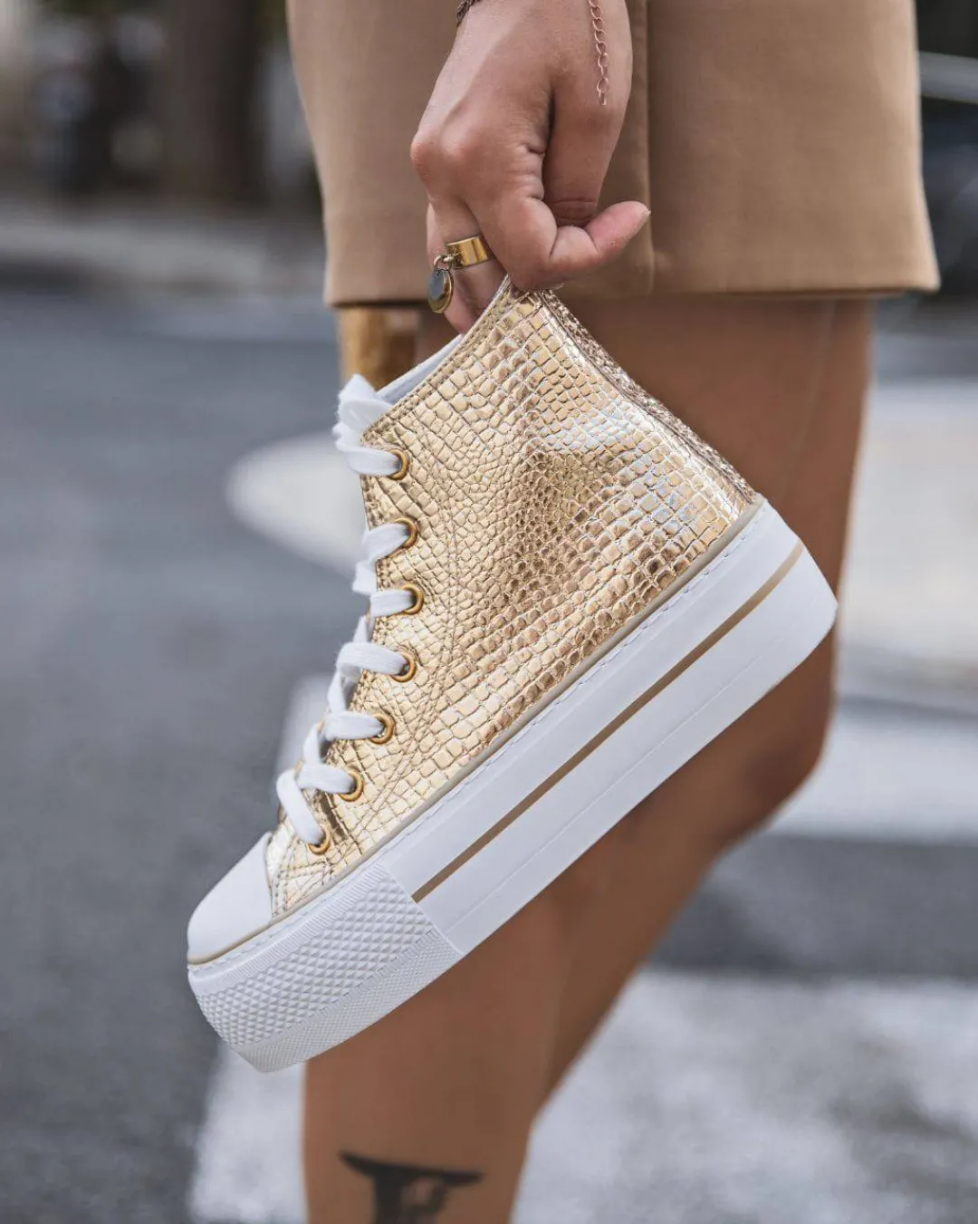 Discount Casual Mode Basket femme dée en toile montante - Gwen Or