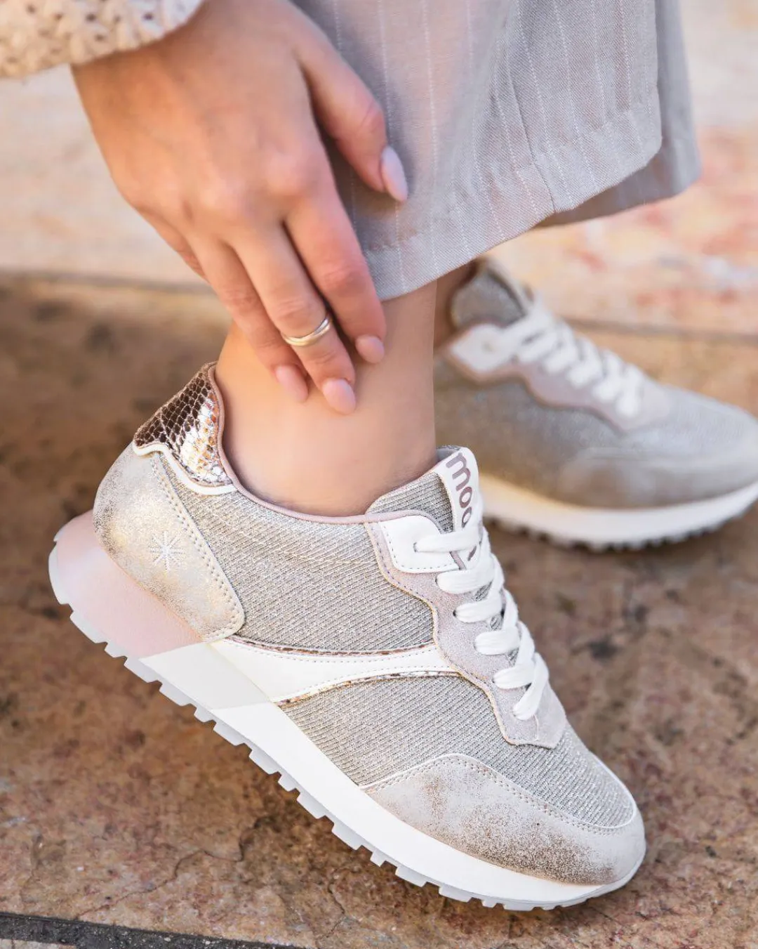 Hot Casual Mode Basket femme dée et beige à lacets - Gabriella Or