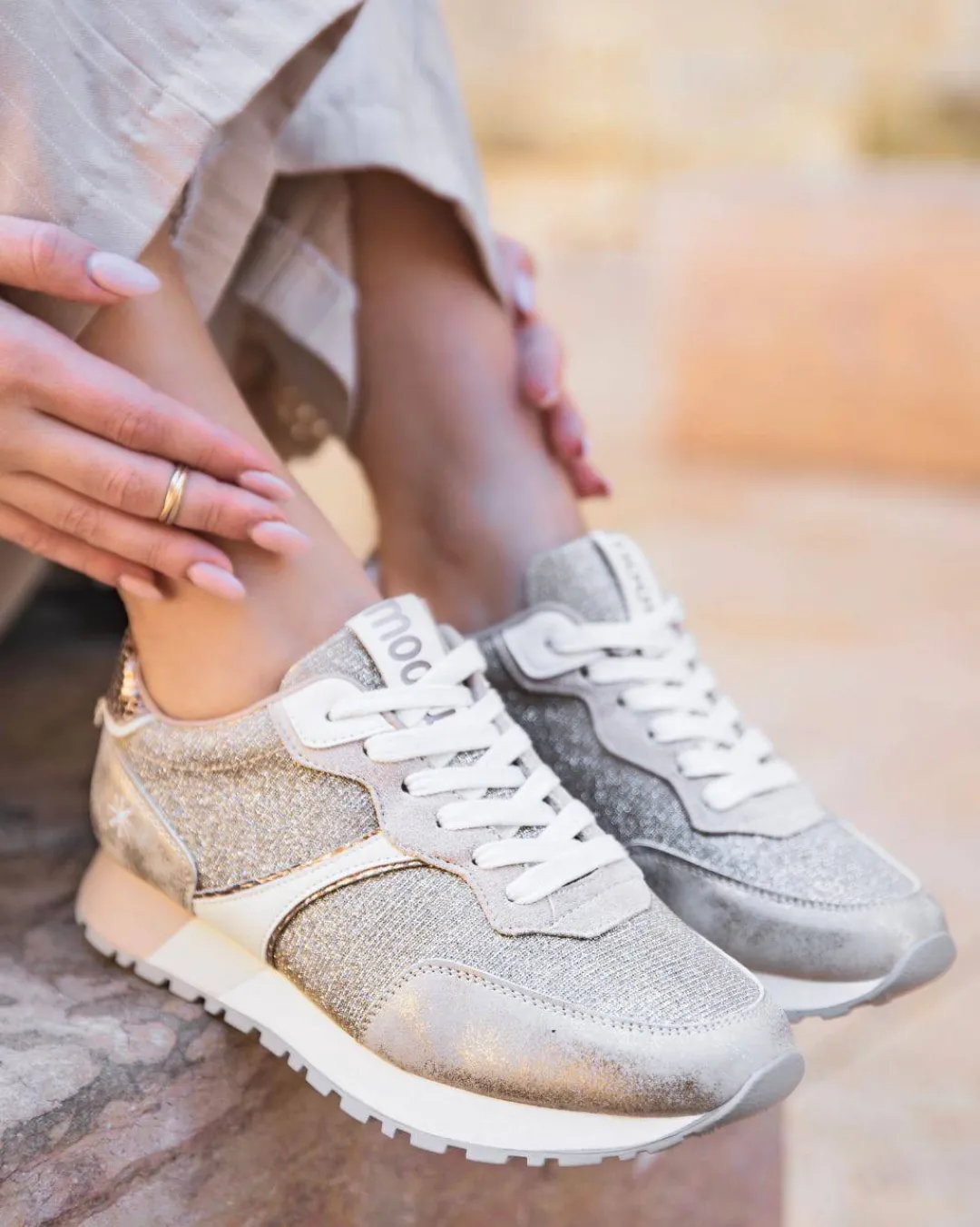 Hot Casual Mode Basket femme dée et beige à lacets - Gabriella Or