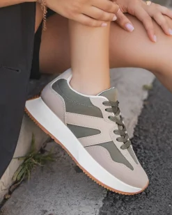 Clearance Casual Mode Basket femme à lacets - Amélia Kaki