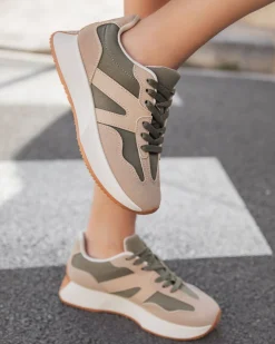 Clearance Casual Mode Basket femme à lacets - Amélia Kaki