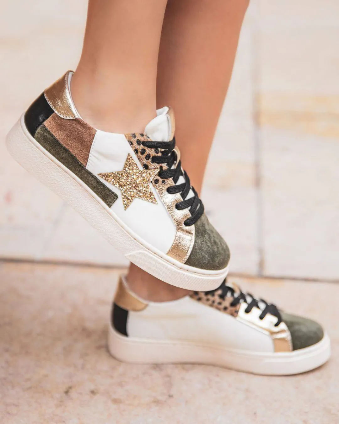 Online Casual Mode Basket femme à lacets - Isabela Kaki