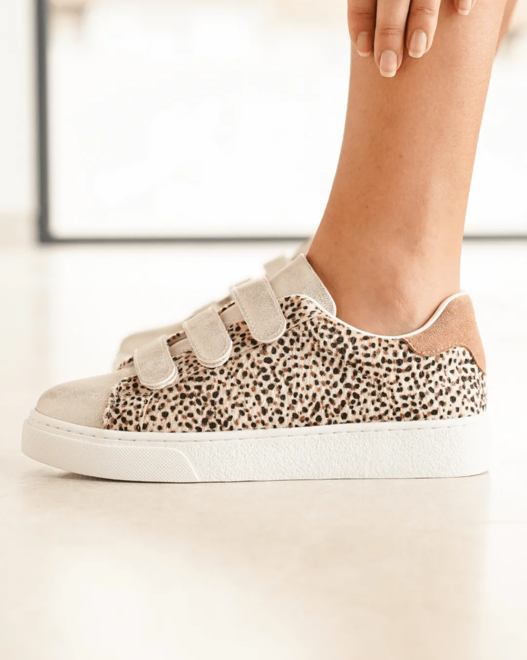 New Casual Mode Basket femme léopard à scratch - Pamela Leopard