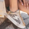 Fashion Casual Mode Basket femme léopard et dorée à lacets - Chrysta Leopard