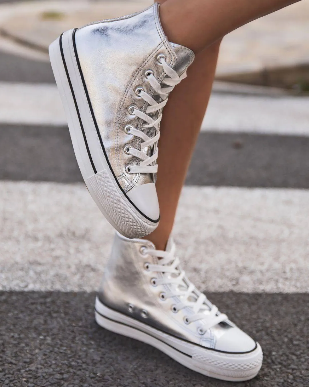 Online Casual Mode Basket femme montante ée à lacets - Delphine Argent