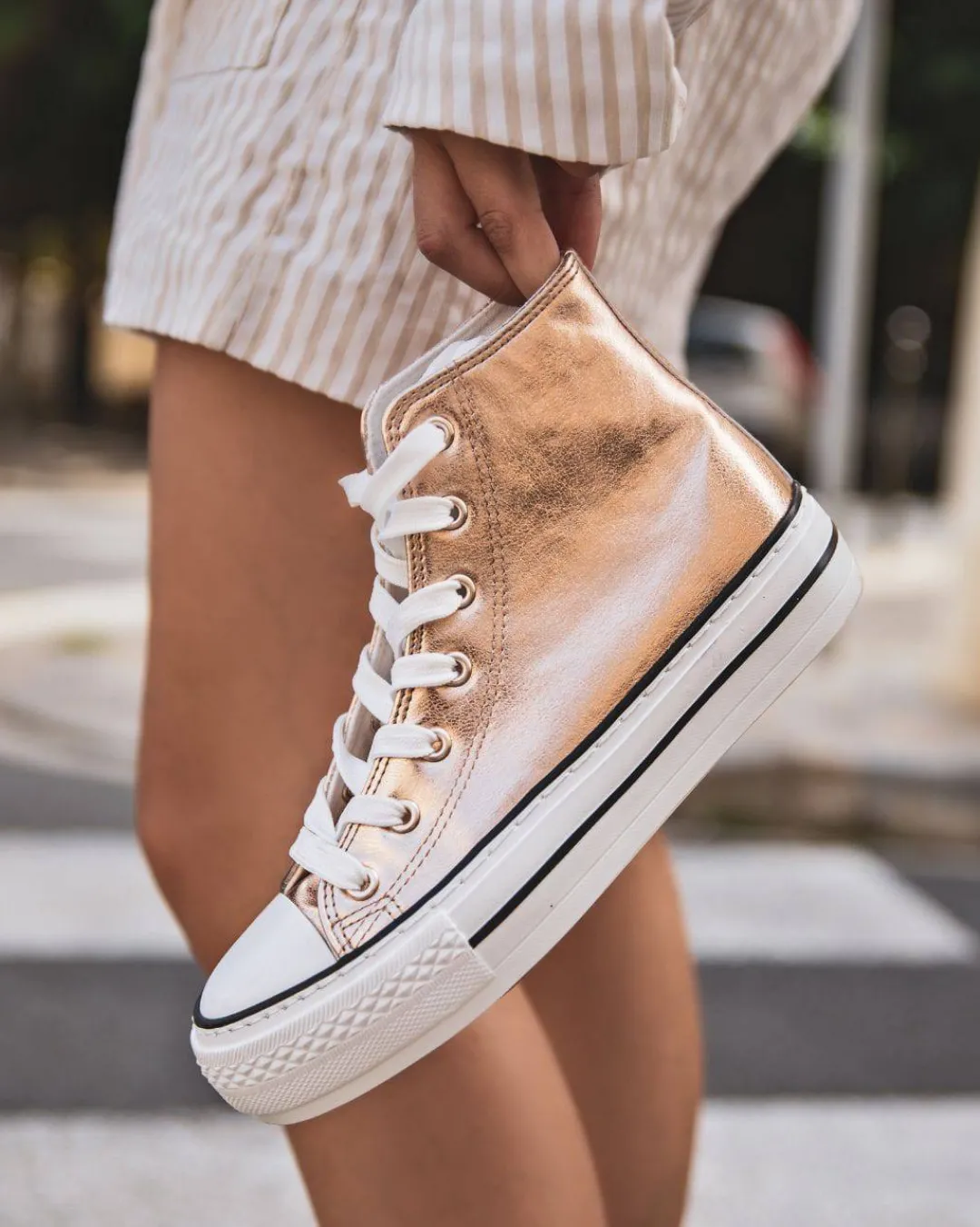 Discount Casual Mode Basket femme montante champagne à lacets - Delphine Nude