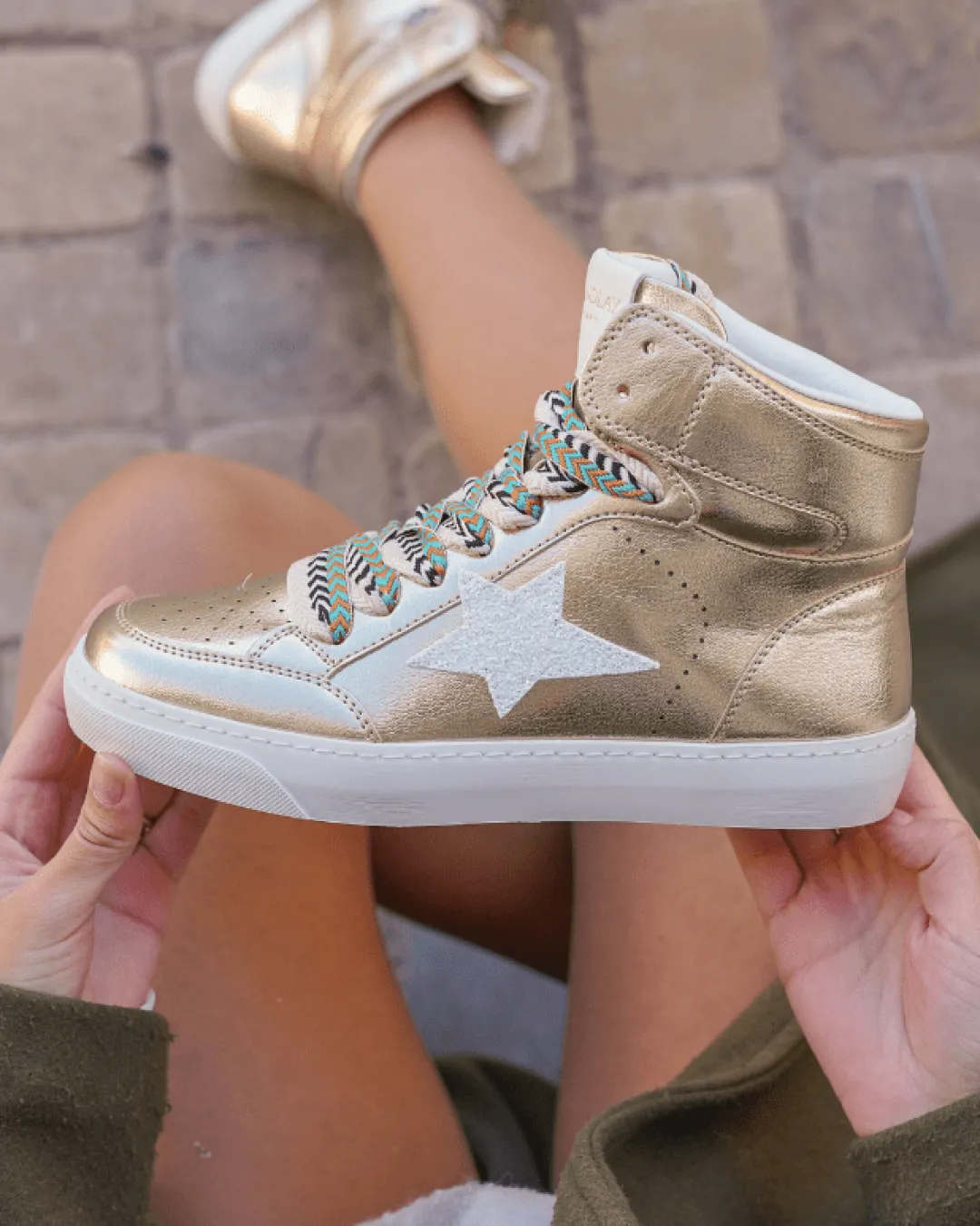 Sale Casual Mode Basket femme montante dée à lacets - Éliane Or
