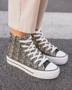 Online Casual Mode Basket femme montante e à lacets - Octavia Noir