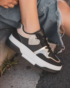 Best Casual Mode Basket femme e cœur à lacets - Isabelle Noir
