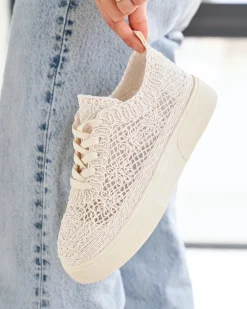Discount Casual Mode Basket femme printemps à lacets - Étania Beige