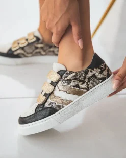 Outlet Casual Mode Basket femme serpent à scratch - CL13 SNAKE Or