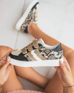 Outlet Casual Mode Basket femme serpent à scratch - CL13 SNAKE Or