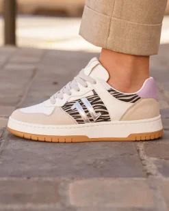 Hot Casual Mode Basket femme à lacets - CL90 ZEBRA Taupe