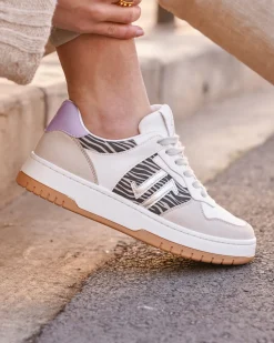 Hot Casual Mode Basket femme à lacets - CL90 ZEBRA Taupe