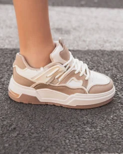 Outlet Casual Mode Basket femme à lacets - Mila Taupe