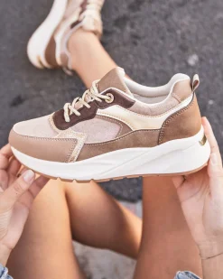 Best Casual Mode Basket femme semelle épaisse à lacets - Éliana Taupe