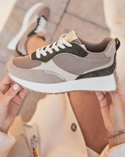 Discount Casual Mode Basket femme semelle épaisse à lacets - Hannah Taupe