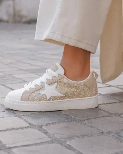 Hot Casual Mode Basket femme étoile à lacets - Alicia Beige