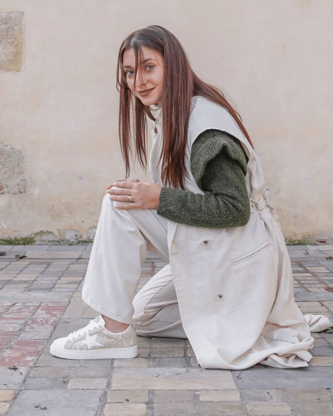 Hot Casual Mode Basket femme étoile à lacets - Alicia Beige
