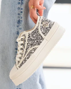 Best Casual Mode Basket femme toile he à lacets - Imala Blanc
