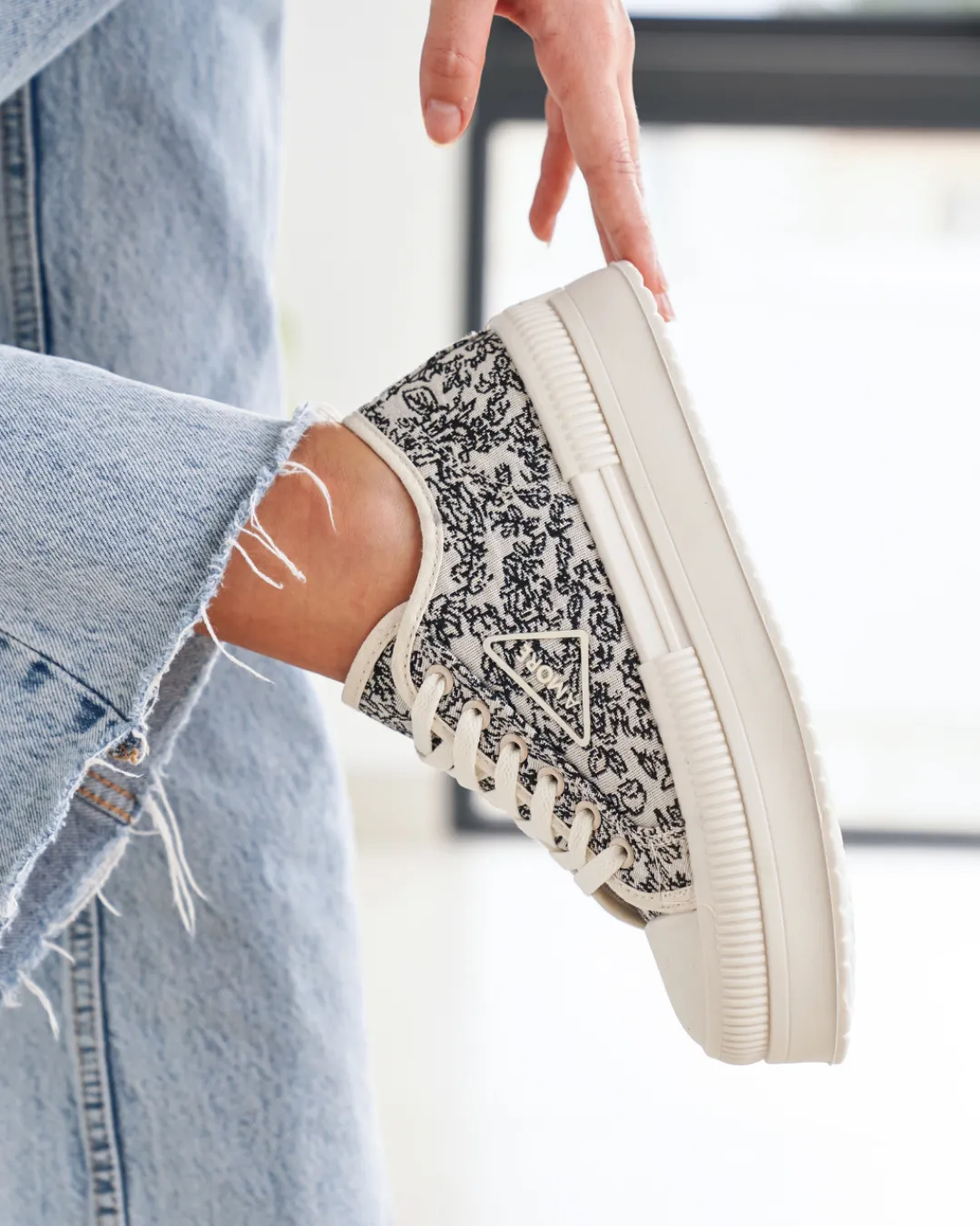 Outlet Casual Mode Basket femme toile he à lacets - Golda Blanc
