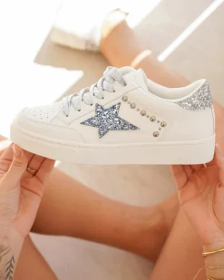 Hot Casual Mode Basket femme étoile e à lacets - Leora Bleu