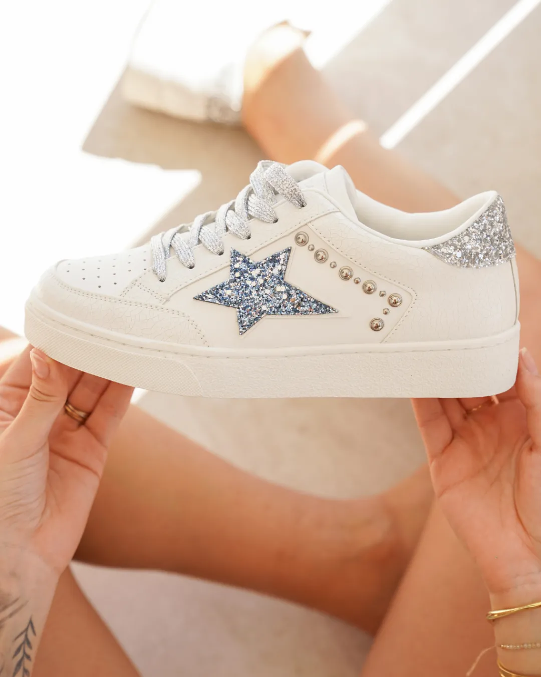 Hot Casual Mode Basket femme étoile e à lacets - Leora Bleu