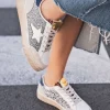 Fashion Casual Mode Basket femme étoile e à lacets - Sofia Bleu