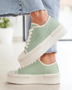 Online Casual Mode Basket femme toile à lacets - Golda Kaki