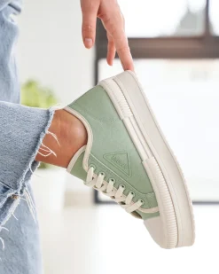 Online Casual Mode Basket femme toile à lacets - Golda Kaki