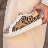 Clearance Casual Mode Basket femme étoile motif léopard à lacets - Juliette Leopard