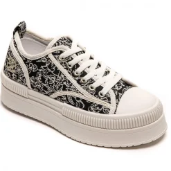 New Casual Mode Basket femme toile e à lacets - Imala Noir