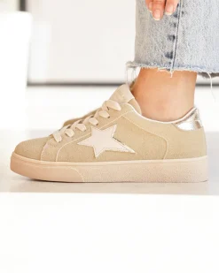 Best Casual Mode Basket femme étoile à lacets - Solange Taupe