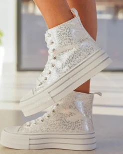 Clearance Casual Mode Basket montante femme ée à lacets - Norah Argent