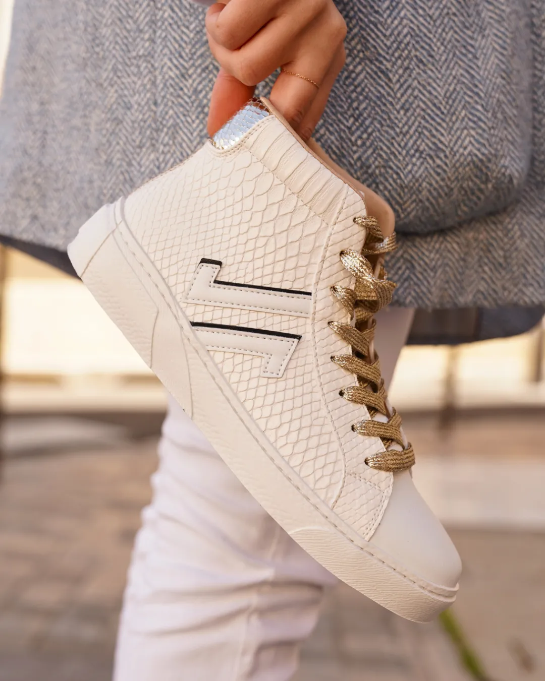 Online Casual Mode Basket montante femme dée à lacets - CL87 GOLD Or