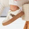 Outlet Casual Mode Basket semelle marron femme léopard à lacets - Nadège Leopard
