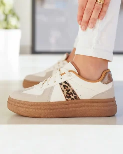 Outlet Casual Mode Basket semelle marron femme léopard à lacets - Nadège Leopard