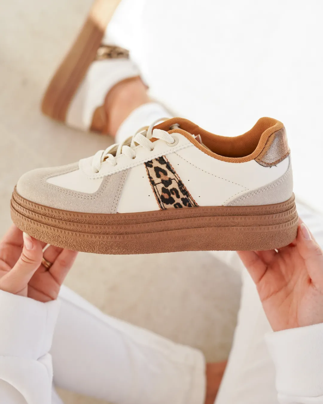 Outlet Casual Mode Basket semelle marron femme léopard à lacets - Nadège Leopard
