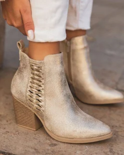 New Casual Mode Bottines femme dées à talon - Capucine Or