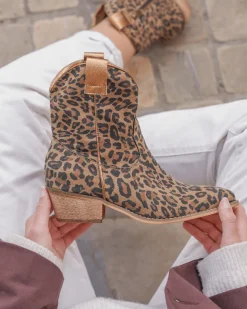 Clearance Casual Mode Bottines femme léopard santiags à talon - Suzie Leopard